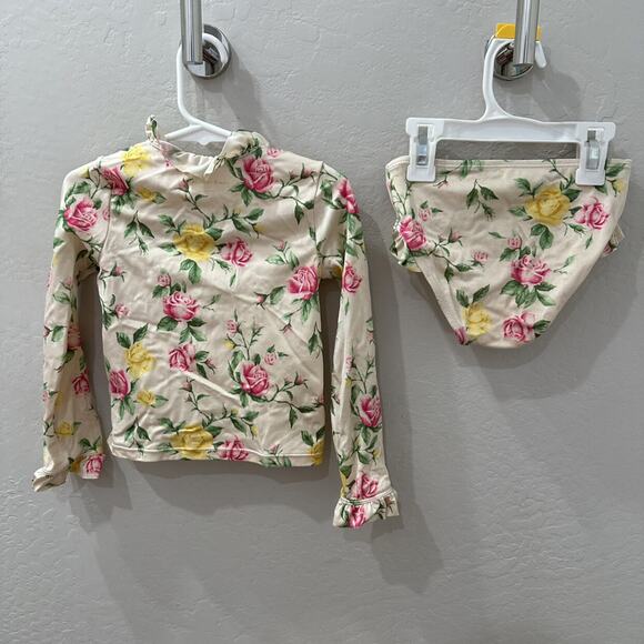 Janie & Jack Pink Floral Rash Guard 2-Piece Swimsuit - Picture 6 of 11